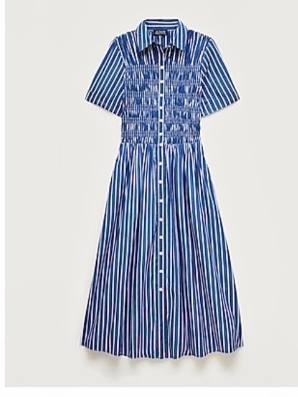 J.Crew Elsie Dress: Striped Midi in Blue & White Poplin Size Small